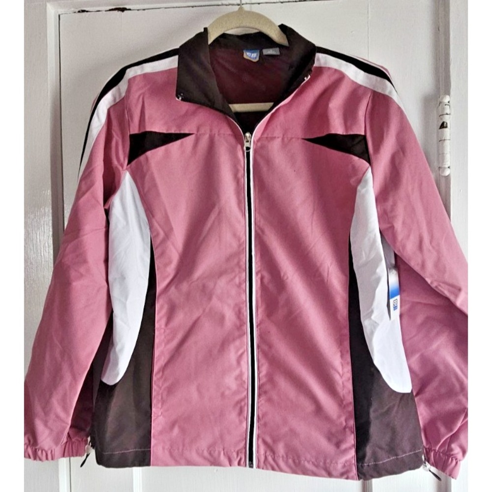 NWT SBJ ACTIVE‎ color block light weight jacket woman Sz M mock neck full zip